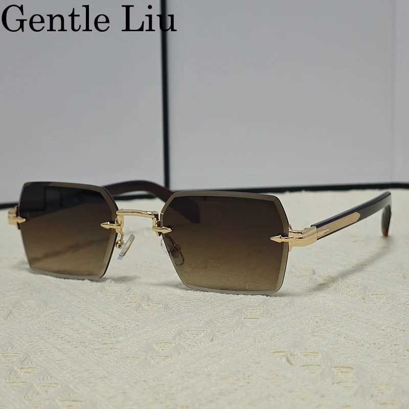 Square Rimless Sunglasses Men 2025 Luxury Brand Designer Vintage Frameless Sun Glasses For Male Rectangle Eyewear Shades UV400 W250621