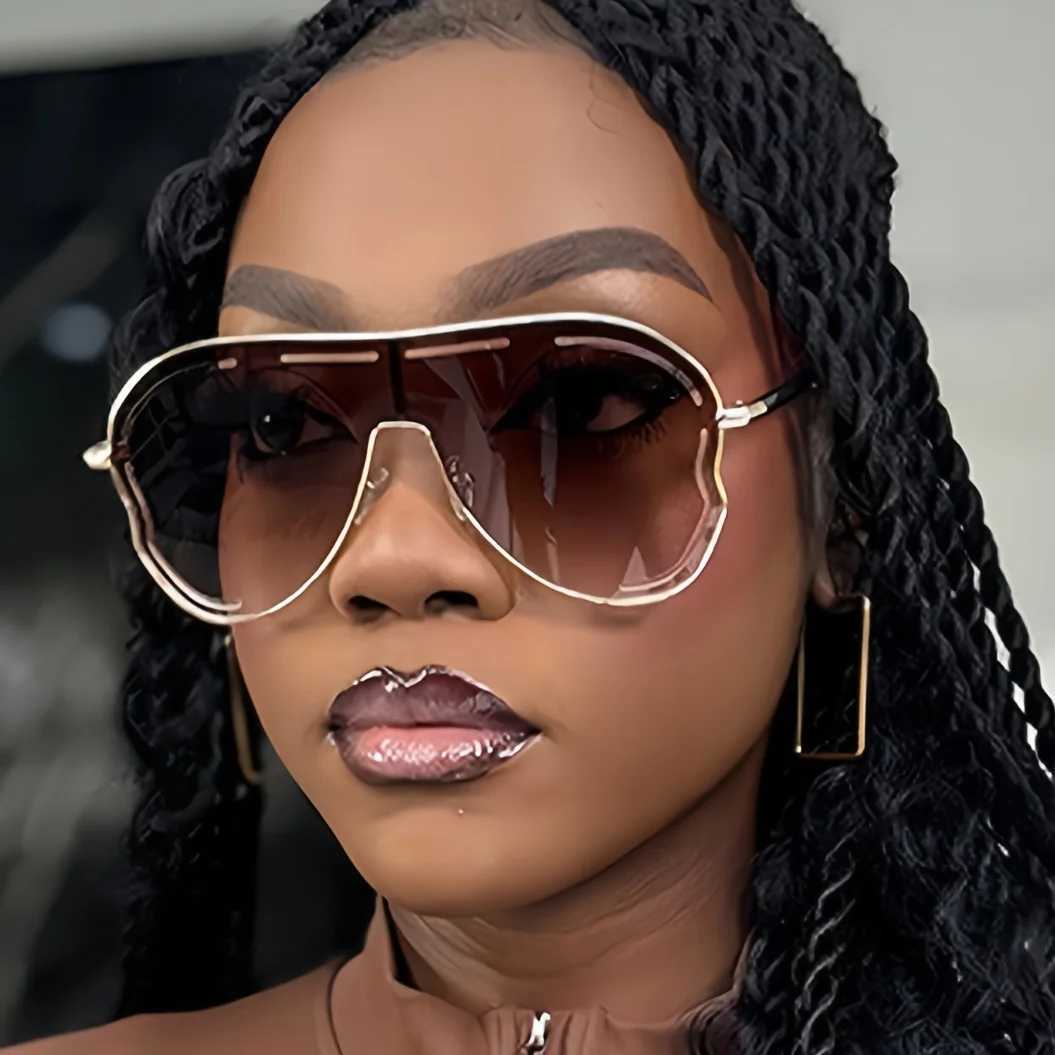 Oversized One-Piece Sunglasses Women Big Frame 2025 Luxury Brand Vintage Special-Shaped Sun Glasses For Ladies Goggles UV400 W250621