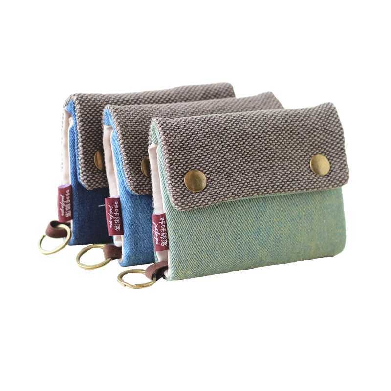 Handmade Three Fold Fabric Wallet Women Men Simple Short Zipper Purses for Teens Personality Multi-function Key Bag Card Holder Z250621
