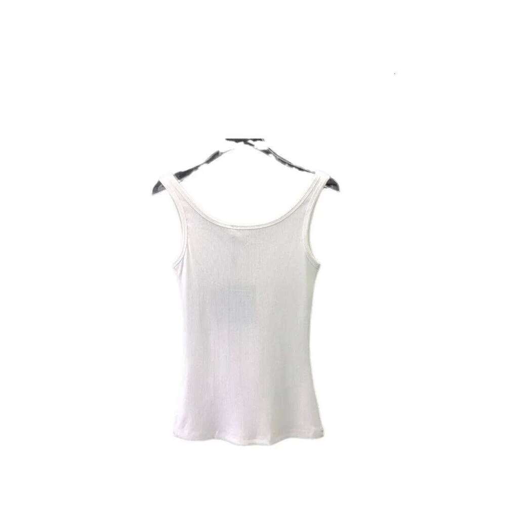 high-quality designerdesigner Summer New Metal Letter Vest Slimming U-Neck Top Trendy Base Layer Garment For Smooth Slim Fit European And American Sty