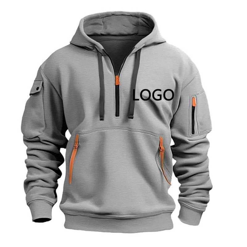 Customized Shoulder Drop Hoodies Men Leisure Sport Multi Zipper Arm Pocket Loose Sweatshirts Women Fashion Hoody Jacket Pullover XJ250621