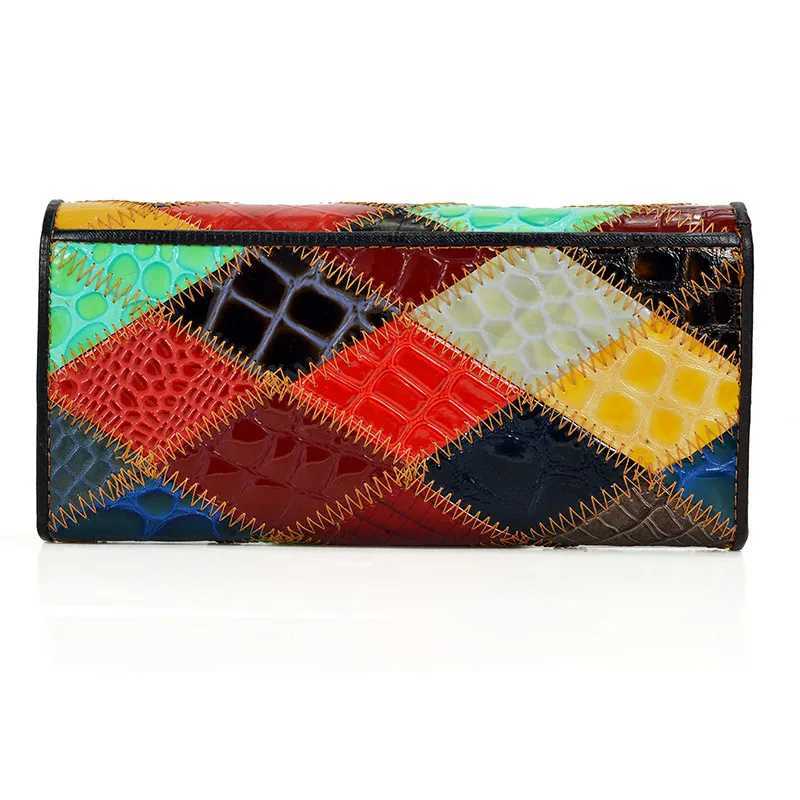 2023 New Fashion Genuine Leather Women Wallet Female Hasp Purse Long Coin Purses Ladies Plaid Wallet Cowhide Long Purse Z250621