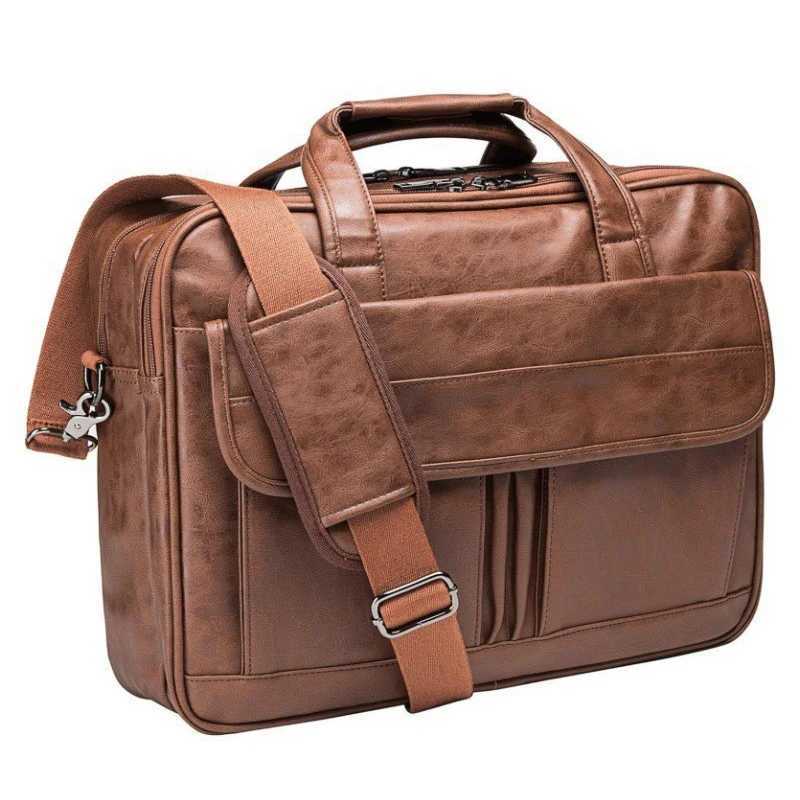 Mens Business Briefcase Multifunction 16 Inch Laptop Bag PU Messenger Shoulder Pack Large Capacity Office Crossbody Bags Z250621