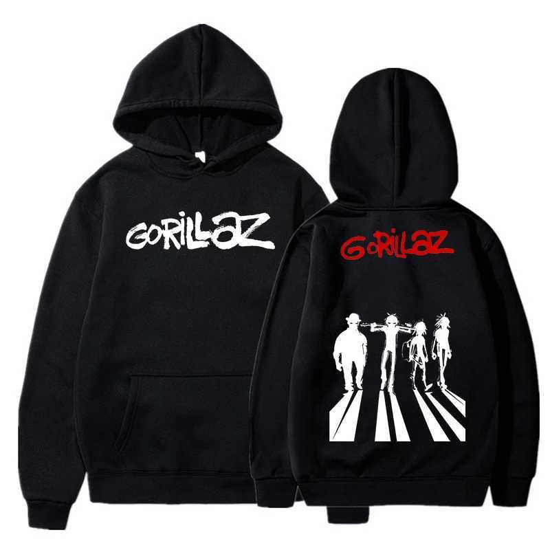 Autumn And Winter Pullovers Long Sleeve Loose Soft Sweatshirt Streetwear Coat Gorillaz Print Women Men Hooded Pocket Hoodie XJ250621