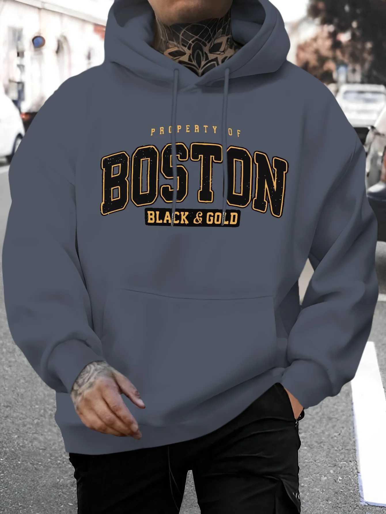 Autumn Winter Boston Hoodie Design Mens Street Style Sportswear Autumn Casual Hoodie Fashion Round Neck HoodieXJ250621
