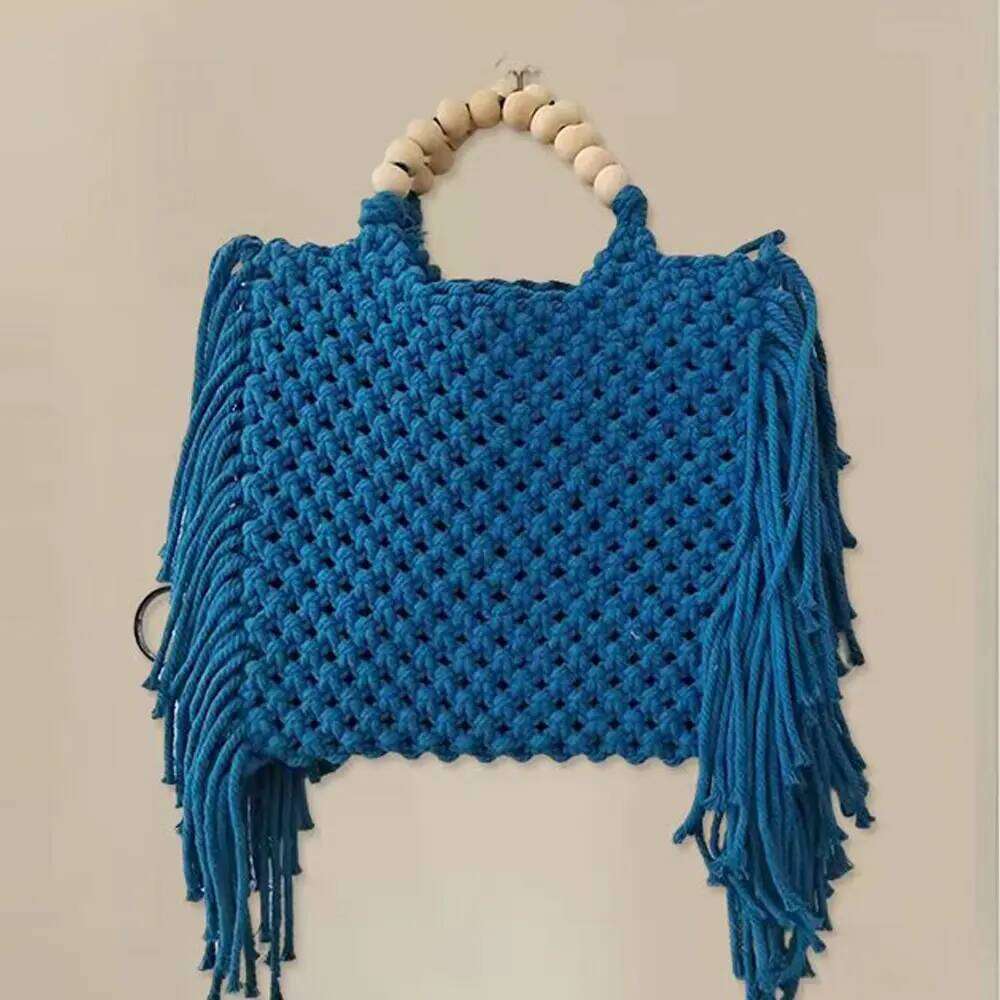 Designer bag 2025 Female Tote Bags Large Capacity Designer Handbag For Women Knitting Tassel Beading Decorate Purse Ladies Beach Bag Luxury Bag