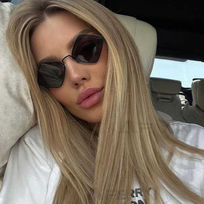 Y2K Womens Rhombus Sunglasses 2024 Small Frame Fashion Brand Cateye Sun Glasses for Ladies Retro Leisure Eyewear Shades Black W250621