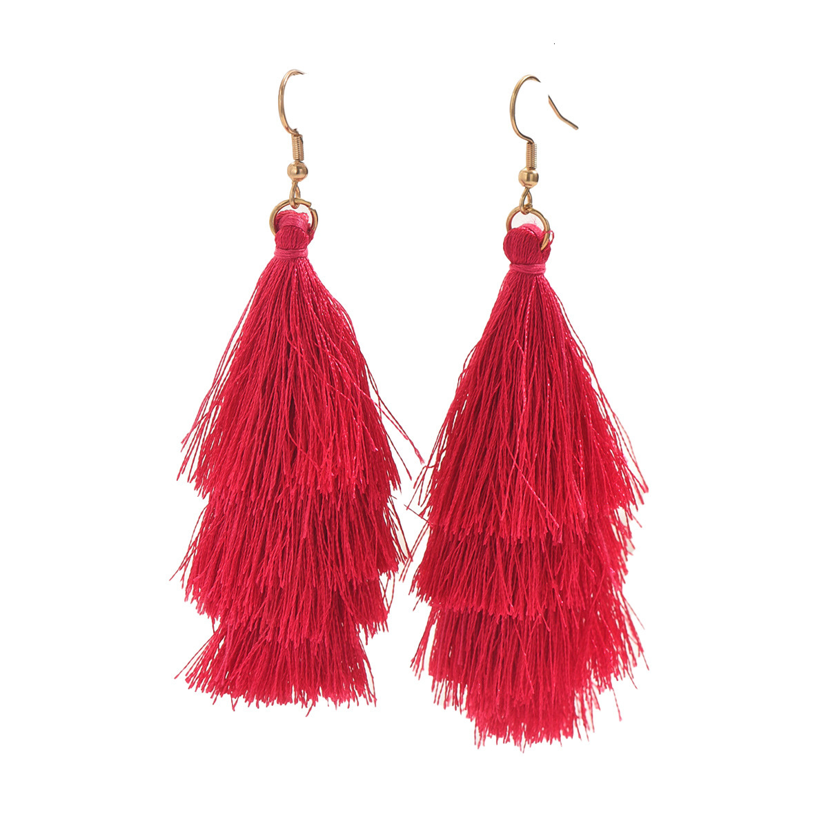 Style Women's Earrings Personality Handmade Woven Design Tassel Studs Versatile Ear Jewelry