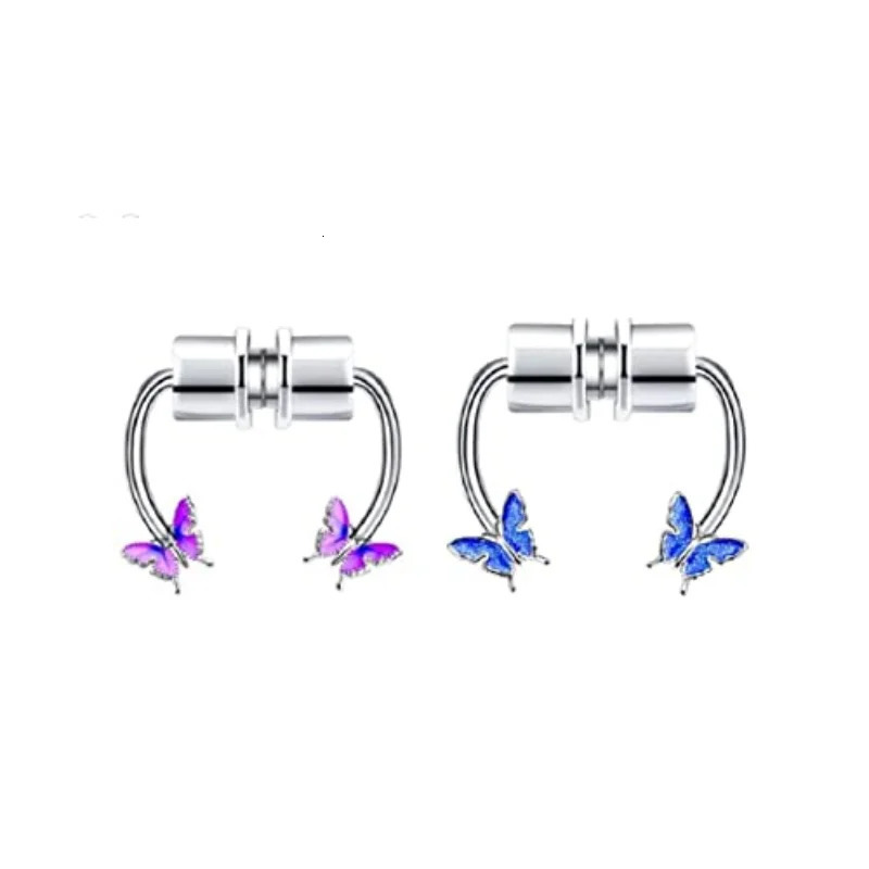 1/2/3Pcs Butterfly Magnetic Nose Ring Septum Ring Faux Nose Septum Rings Non-Pierced Clip On Nose Rings for Women Men 250617