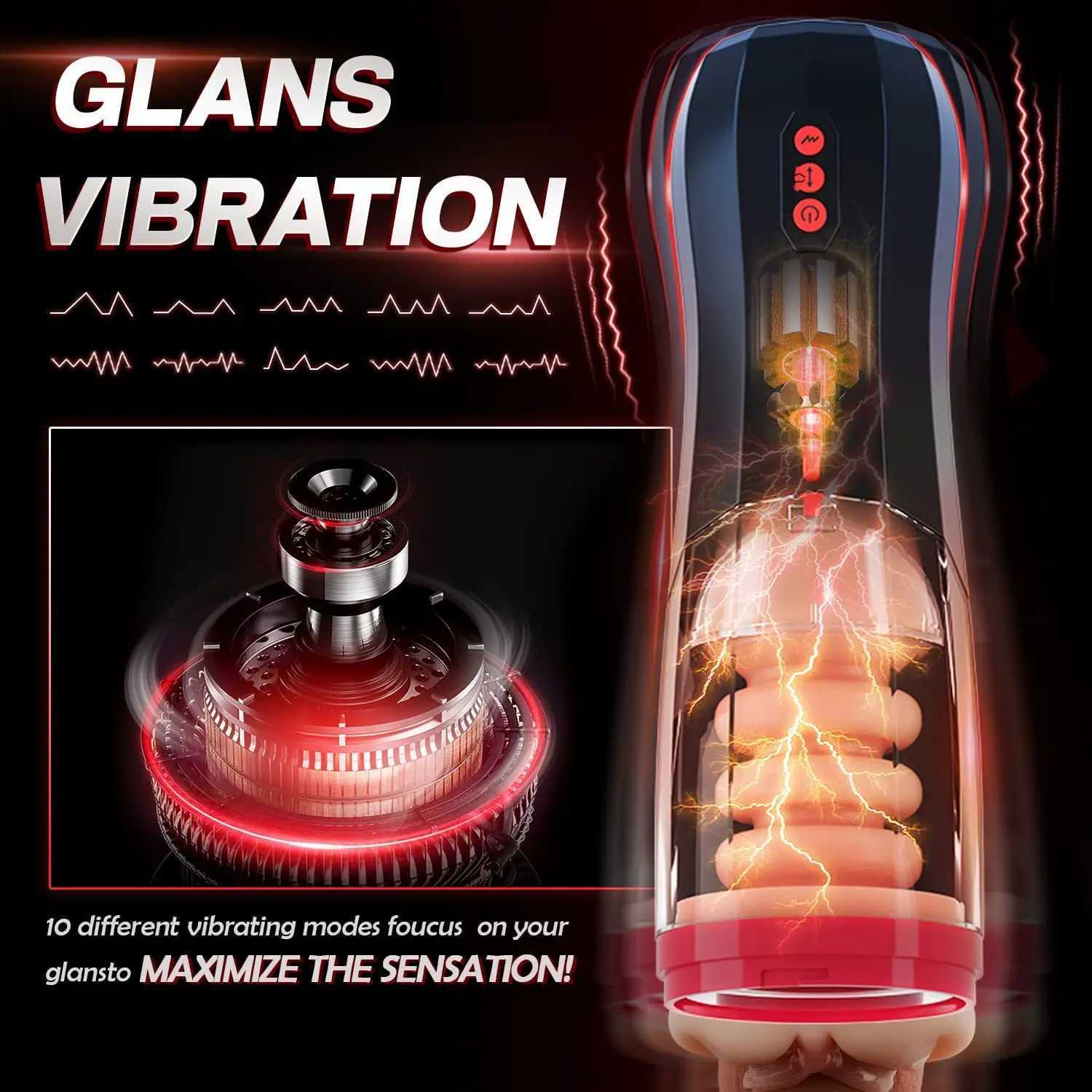 Fully Automatic Retractable Masturbator Cup Male Masturbador Adult Fun Aircraft Cup Pocket Pussy Vibrating Sex Toy Adult Toys W250621