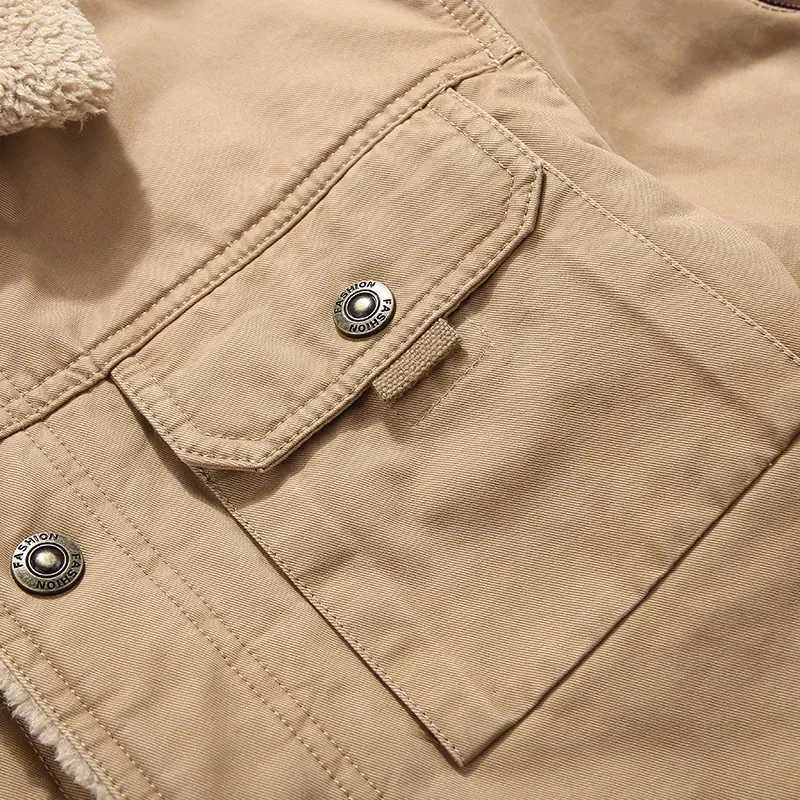 Outerwear Clothing fleece Bomber Jacket Mens Windbreaker Thick Warm Male Parkas Military Mens Winter Jackets Fur collar Coats XJ250621
