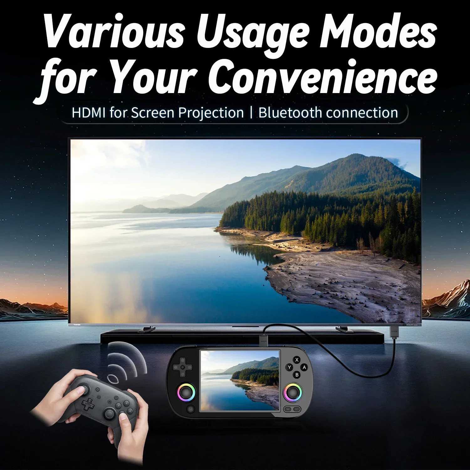 ANBERNIC RG40XX H Handheld Game Console 4 Sn Linux System Joystick RGB Lighting Effect RG40XXH Video Player Smartpro Gifts B250620