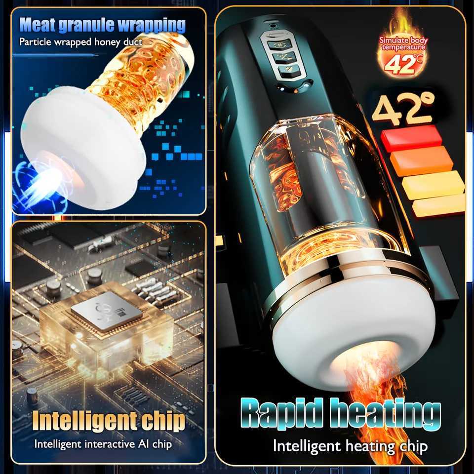 Telescopic Heating Vibrator Automatic Male Masturbator Sexy Voice Suction Cup Electric Pocket Pussy Sex Toys For Men W250621