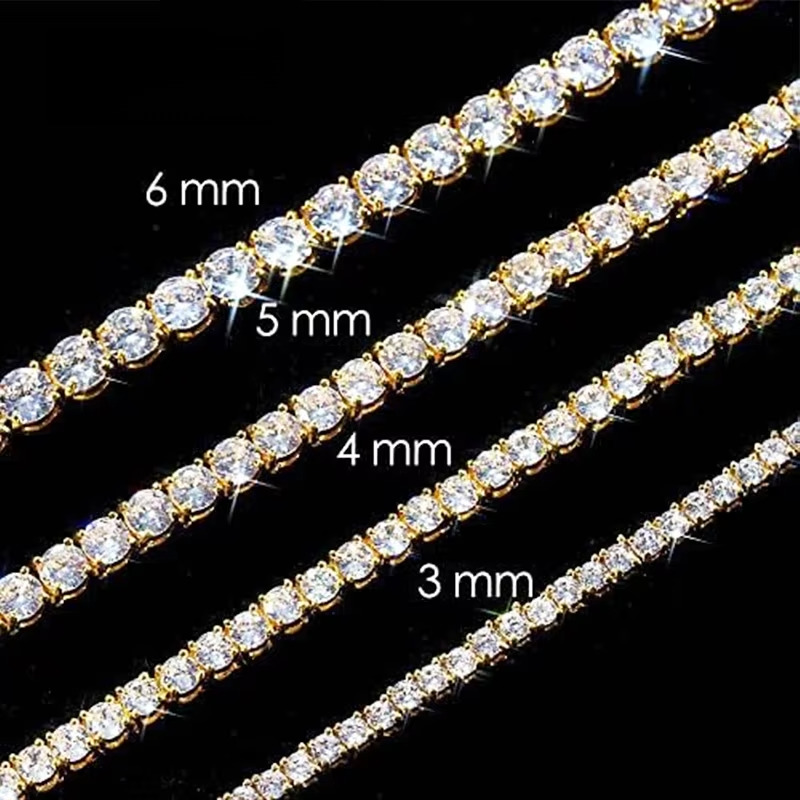 High-Quality Fashion Necklace Sier 2mm 3mm 4mm 5mm VVS Silicone Tennis Chain Hip-Hop Jewelry