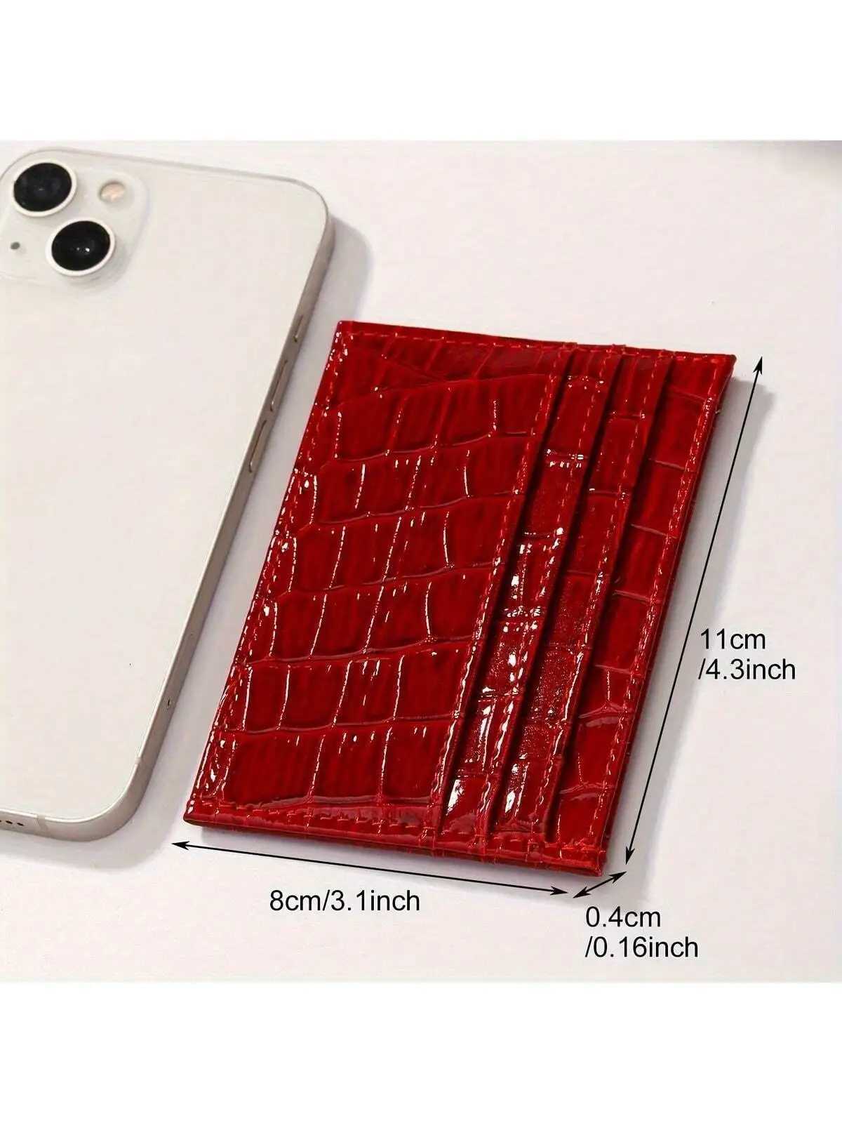 Chic Burgundy Embossed Faux Leather Card Holder - Compact Lightweight Open Top Design for Easy Access No-Lining Fashion Wall Z250621