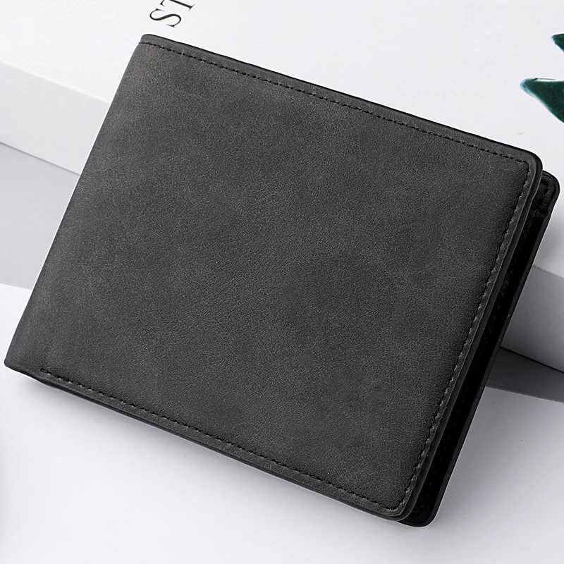 Mens Genuine PU Leather Wallet - Short Vintage Zipper Design with Money Clip Soft Business Wallet for Students Z250621