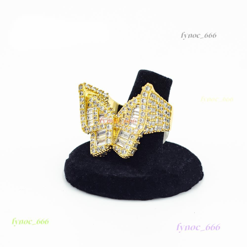 New Design Custom 925 Silver Vvs Mossiinate Butterfly Ring Pass Diamond Test Iced Out Emerald Cut Diamond Hip Hop Rings