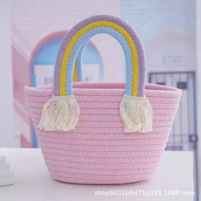 Free Shipping Designer Bag New Niche Design Luxury Bag Tote Bag Fashion Handbag Cotton Thread Rainbow Bag Baby Full Moon Wedding Favor
