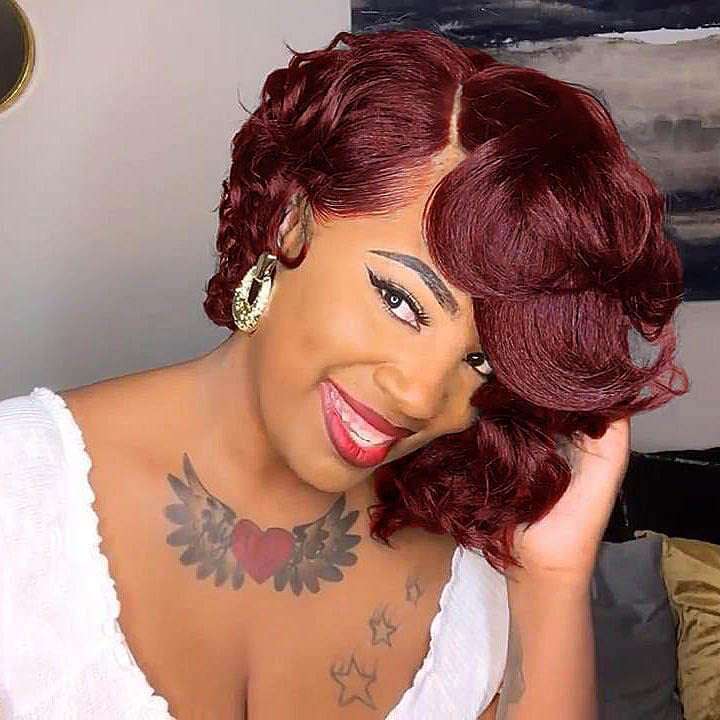 Fashion Synthetic Wig High-Temperature Fiber Black With Side Bangs Wavy Curly Hair Voluminous Face-Contouring