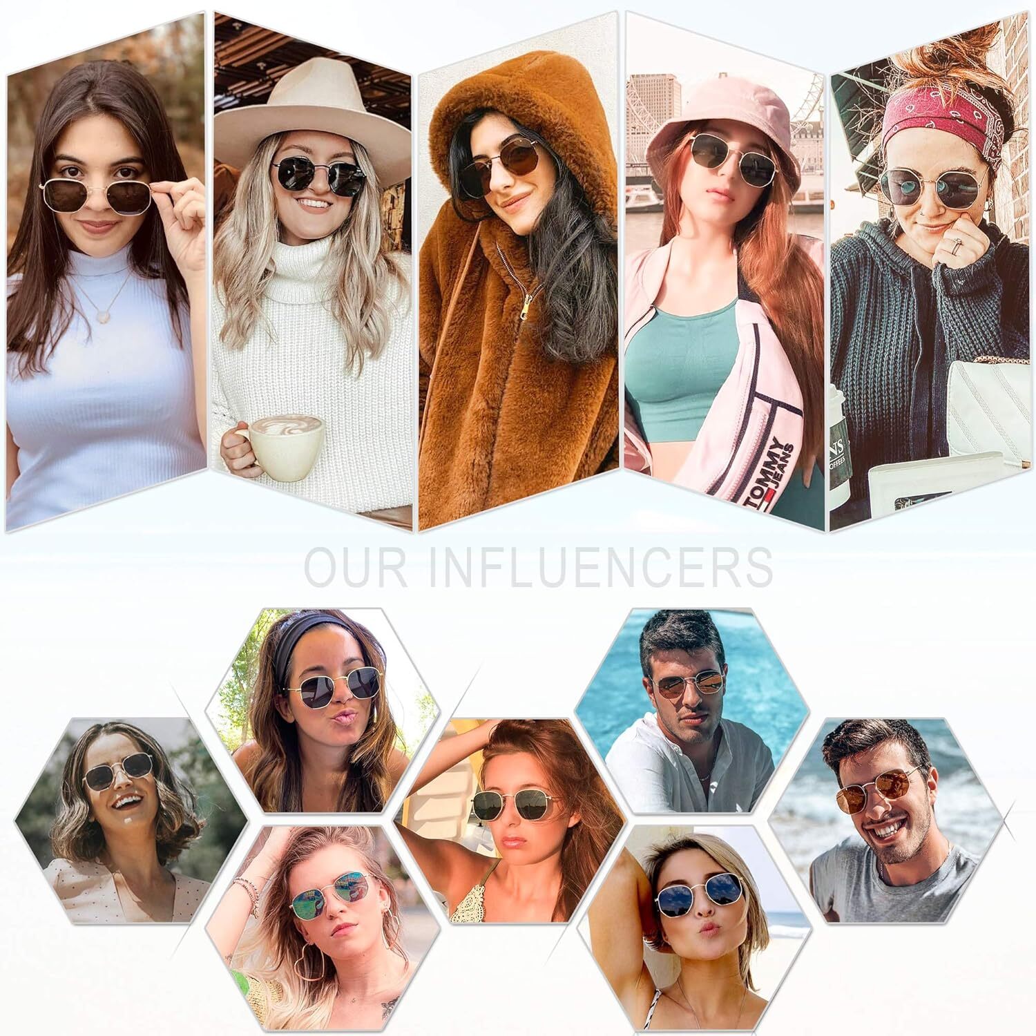 Designer sunglasses Square Polarized Sunglasses for Women Men Small Hexagonal Polygon Shades Hip hop sunglasses