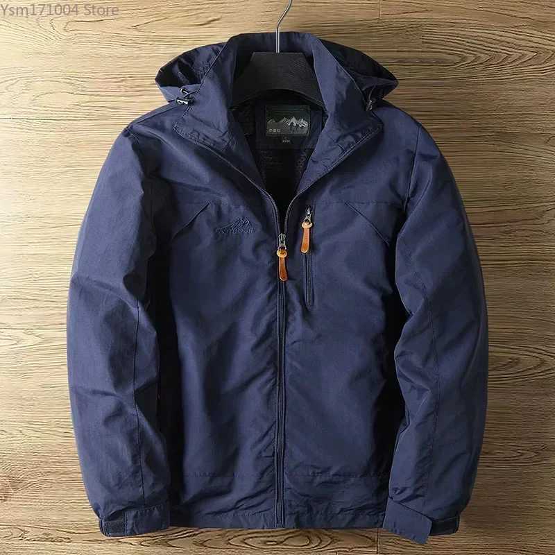 Spring Autumn Mens Jacket Oversized 7XL Thin Breathable Outdoor Hiking Coat Windproof Rainproof Hooded Jackets Mens Clothing XJ250621