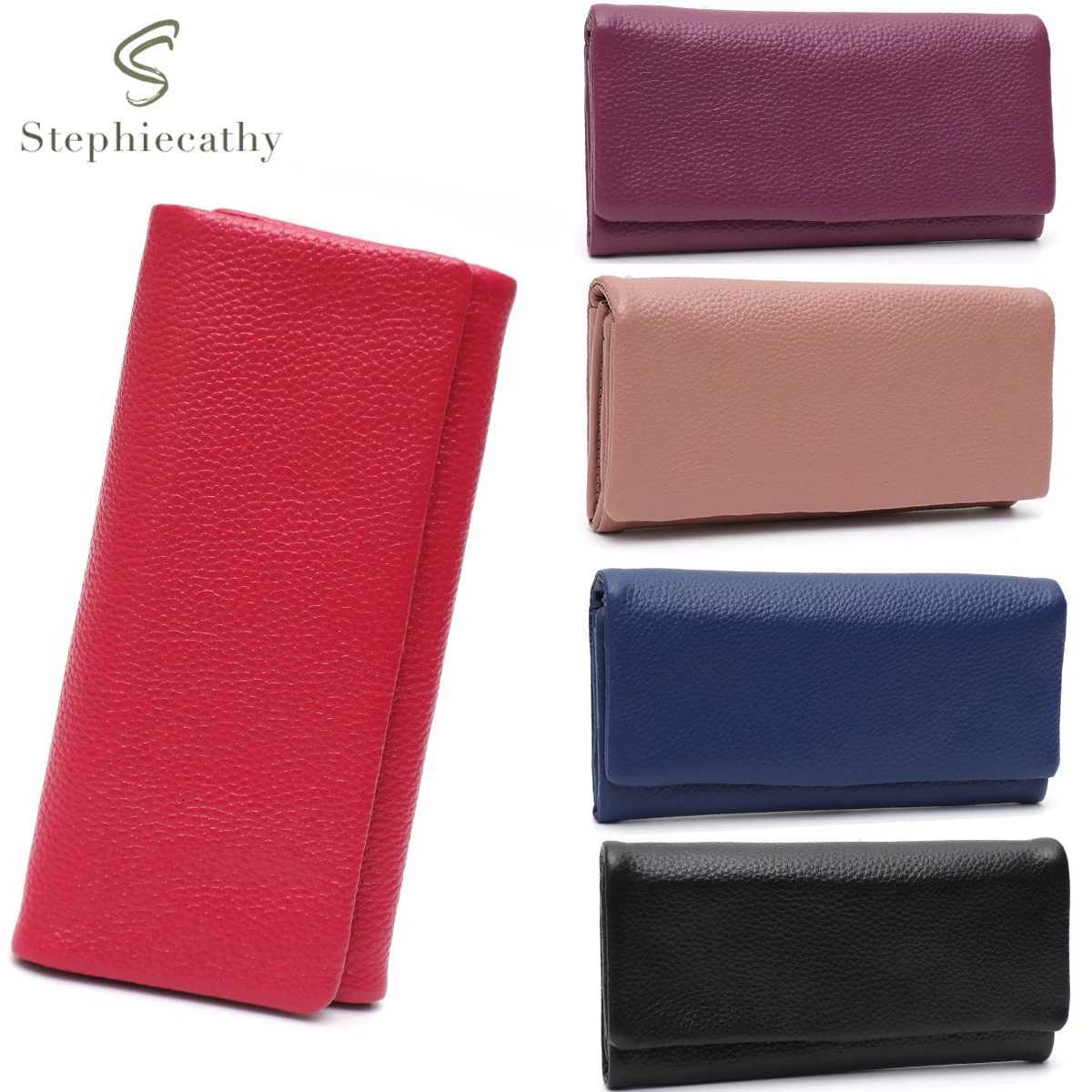 Women Fashion Chic Elegant Genuine Leather Wallet Solid Color Bifold Phone Purse Multi Cardslot Functional Daily Casual Portable Z250621