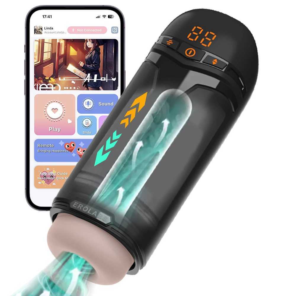5 in Male Electric Masturbation Cup App Control Telescopic Real Oral Vagina Sucking Blowjob Machine Sex Toys For Men Adults W250621
