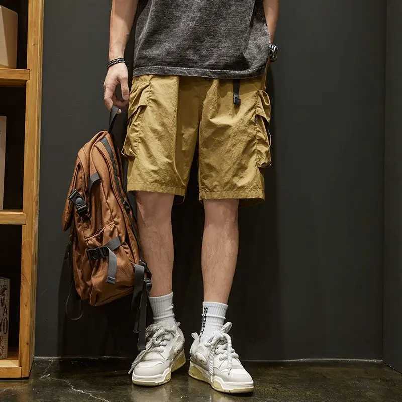 Multi Pocket Mens Cargo Shorts Elastic Waist Solid Quickly Do Male Short Pants Black Designer Wide Comfortable Streetwear Nylon W250621
