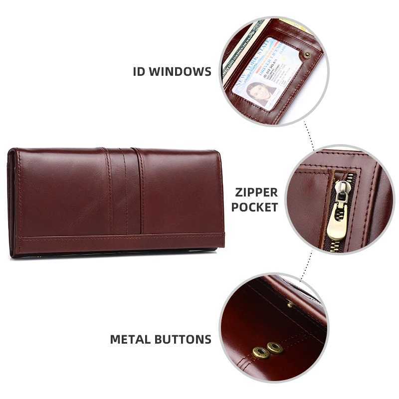 SCHLATUM Women Leather Wallet Long Multifunction Business Card Holder Purse FAshion Female Purse Z250621