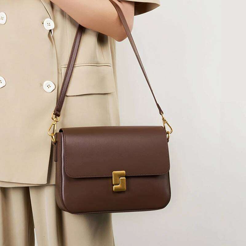 Burminsa Cowhide Genuine Leather Small Shoulder Crossbody Bags For Women 2025 Trend Designer Purse Square Ladies Handbags