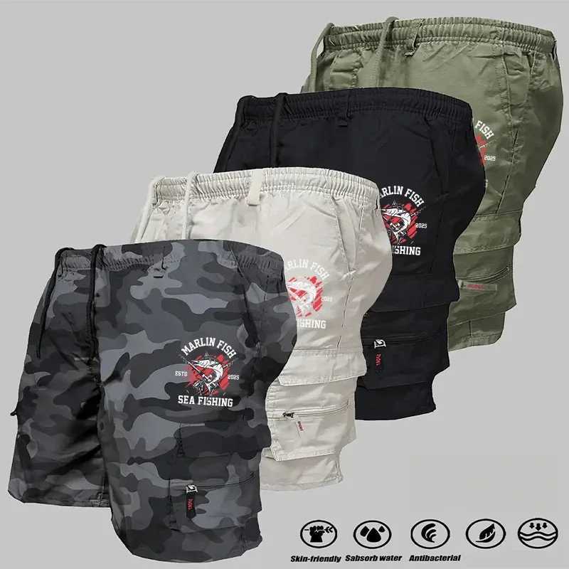 Men Casual Cargo Shorts Multi Pocket Summer Solid Black Khaki Inspired Tactical Shorts Outdoor Loose Fit Short Pants W250621