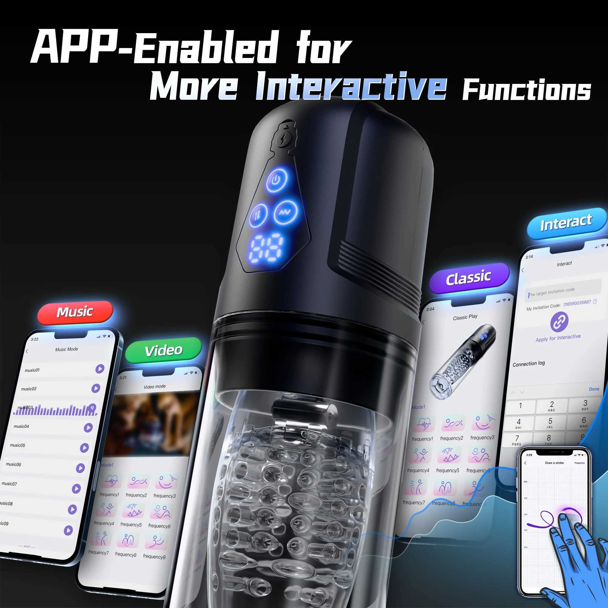 Upgrade 3 in Male Masturbator Sex Toy with App Control Realistic Blowjob Machine 9 Thrusting Rotating Vibrating Male Stroker W250621