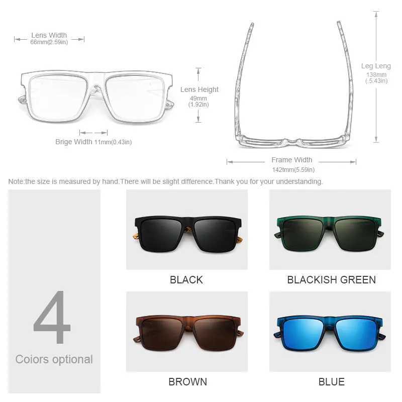 Oi Wood New High Quality Square Sunglasses For Men Polarized UV400 Fashion Sunglasses Mirror Sport Sun Glasses Driving oculos W250621