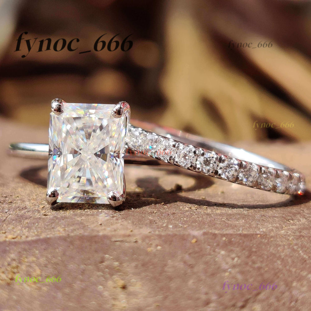 1 1.5 2 3 4 CT 18K White Gold Moissanite Ring Set Women Pass Diamond Tester Vvs Diamond Engagement Wedding Ring Jewelry