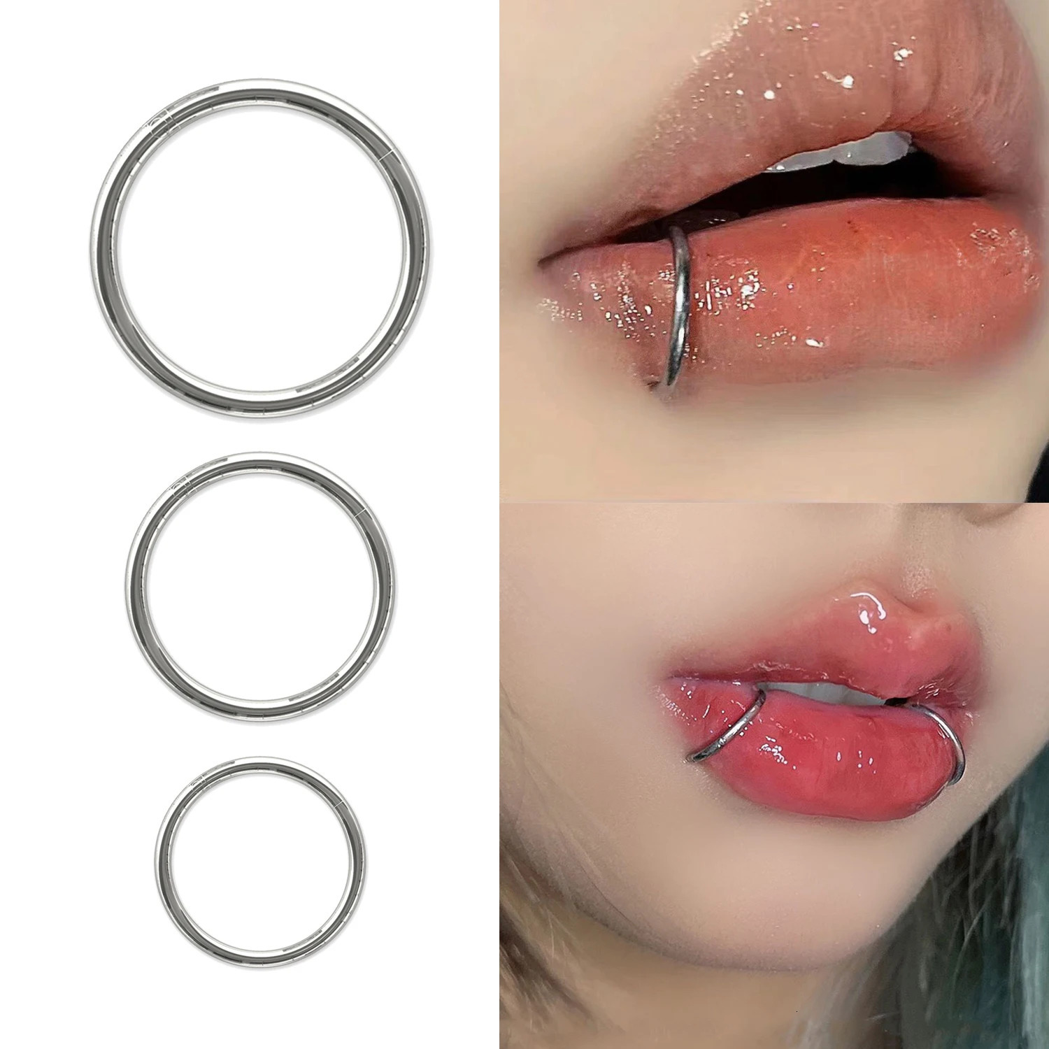 1.2mm Septum Piercing Steel Clicker Hinged Segment Ring Goth Nose Hoop Earrings Lip Ear Cartilage Helix Piercings 1Pcs 250617