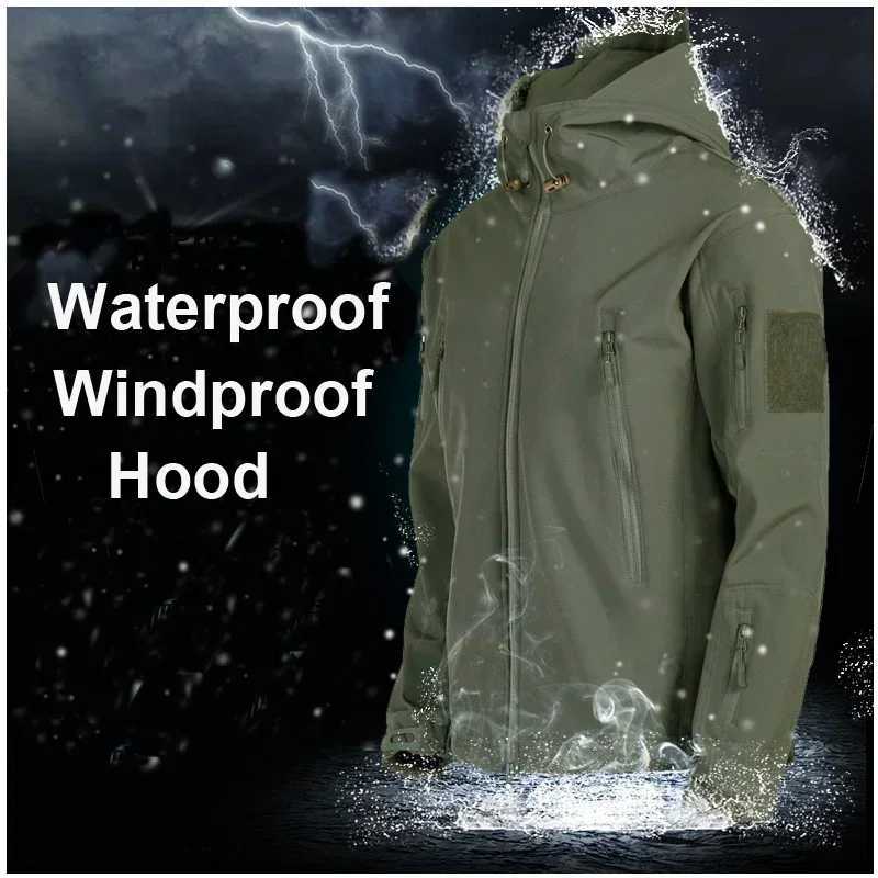 5XL 6XL Sharkskin Soft-shell Hard Shell Camo Fleece Thick Tactical Suit Hooded Coat Manufacturers Handsome Outdoor Jacket XJ250621