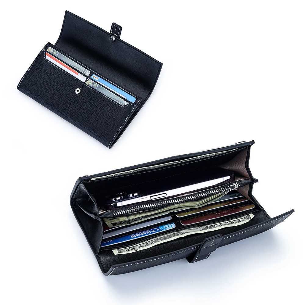 Cow Leather Wallets For Women Western Bifold Check Book Holder Womens Wallets Card Cases and Money Organizers Bag Large Wallet Z250621