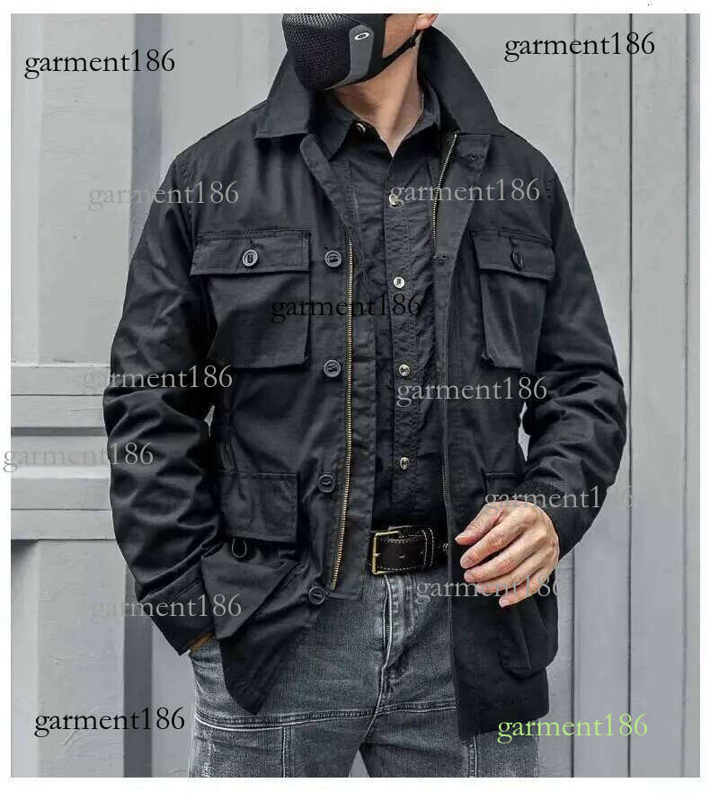 Safari Jacket Men Tactical Windbreaker Outdoor Multi-pocket Vintage Casual Coats Spring Autumn Army Camo Ameki Hunter 9df