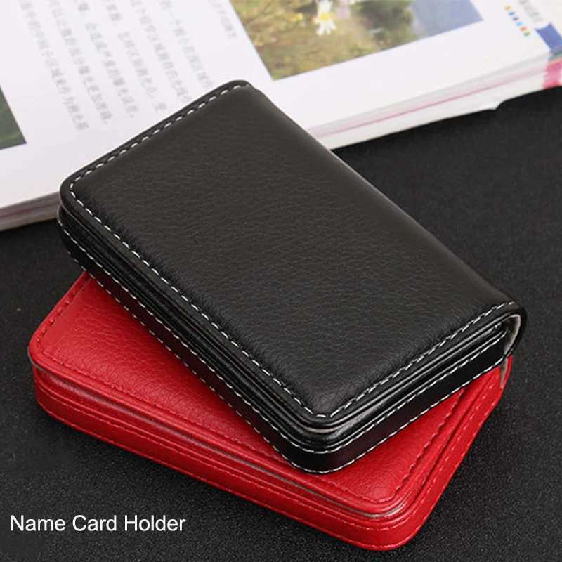 Free Shipping Mens Name Card Holder Vintage PU Leather Bank Card Wallet Black/Pink/Blue/Coffee/Brown/Red Card Holder For Women Z250621