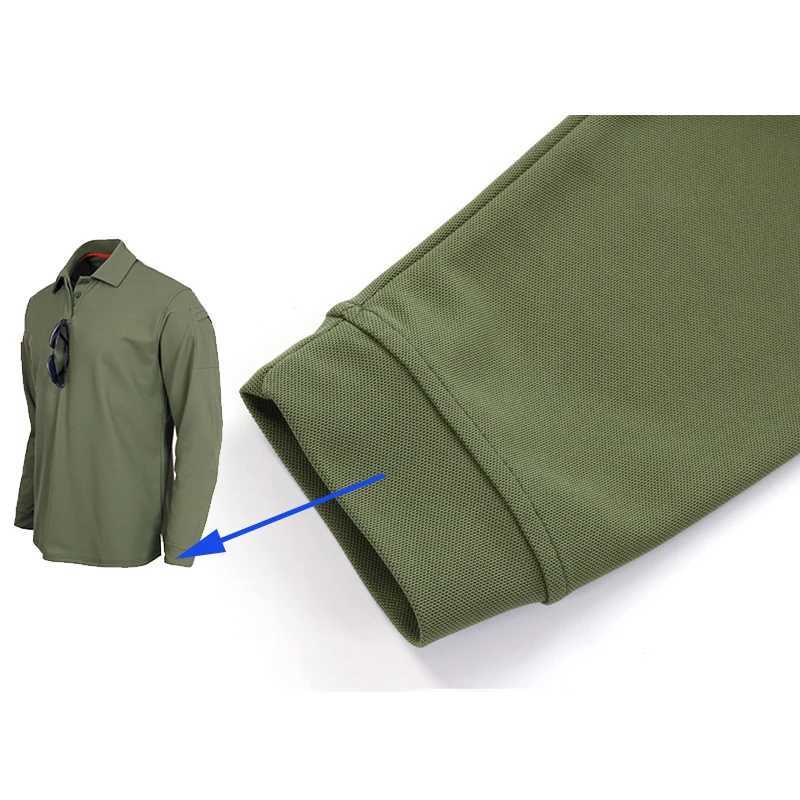 Mens Tactical Long Sleeve Polo Shirt Quick Dry Elastic Breathable T-Shirt for Hiking Camping Spring Pullover Outdoor Clothing XJ250621