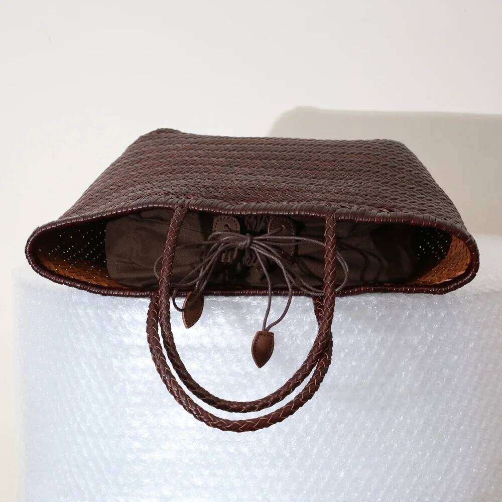 Luxury Bag Handbags Women S Genuine Leather Shoulder Weaving Casual Shopping Bag Vintage Big Tote Purse Cowhide Cross Hand Bags Lady Designer
