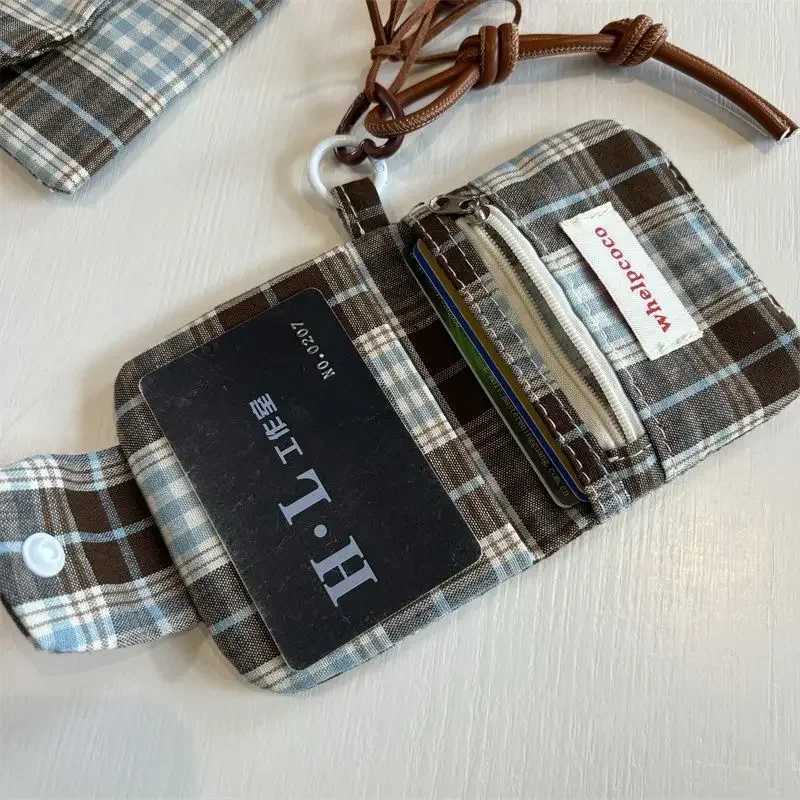 1 Pc Dark Coffee Plaid Card Purse FAshion Student Mini Photocard Wallet ID Bank Card Wallet Card Organizer Z250621