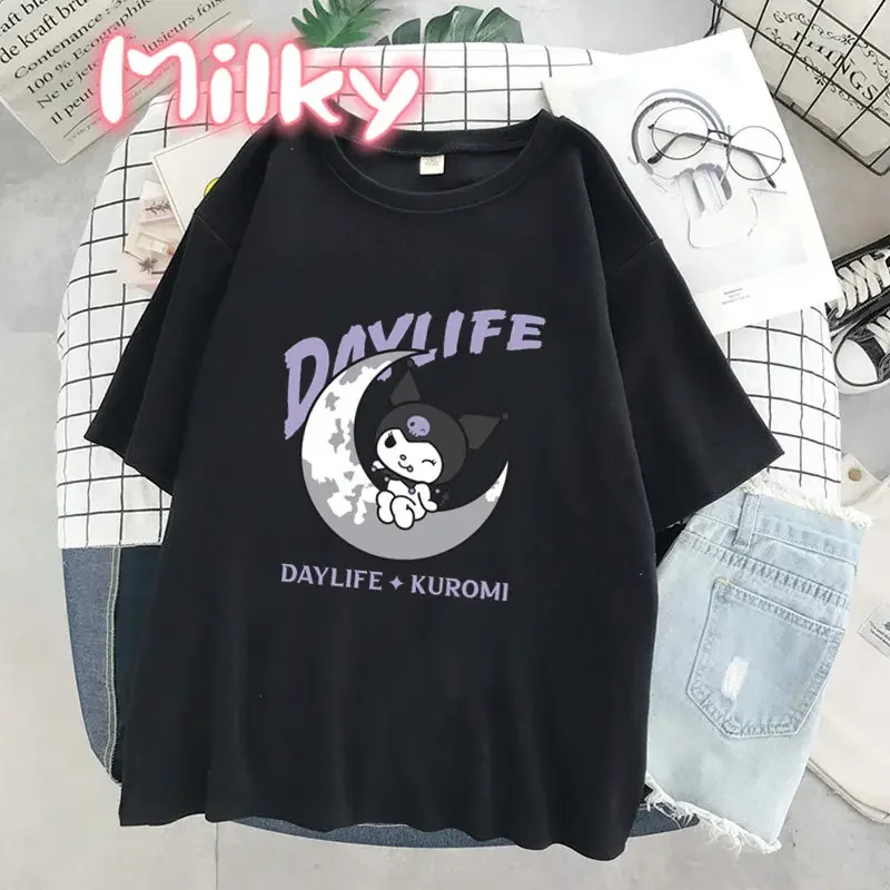 Punk Gothic Print Short Sleeve Melody T-shirt Women Tops Summer Streetwear O-neck Harajuku Cartoon Tshirt Girls Crush Tee