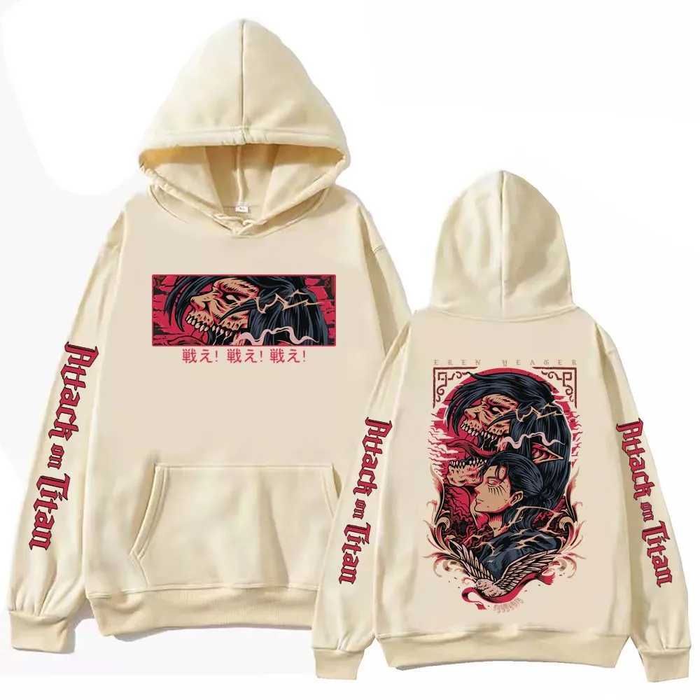 Anime Attack on Titan Eren Hoodie Harajuku Pullover Tops Men Women Sweatshirt Fans Gift XJ250621