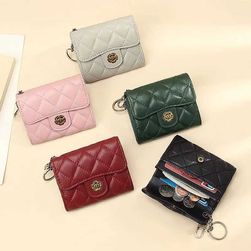 Camellia Womans Genuine Leather Embroidered Wallet Fashion Billfold Ladys Multiple Card Compartment Short Purse Coin Bag Z250621