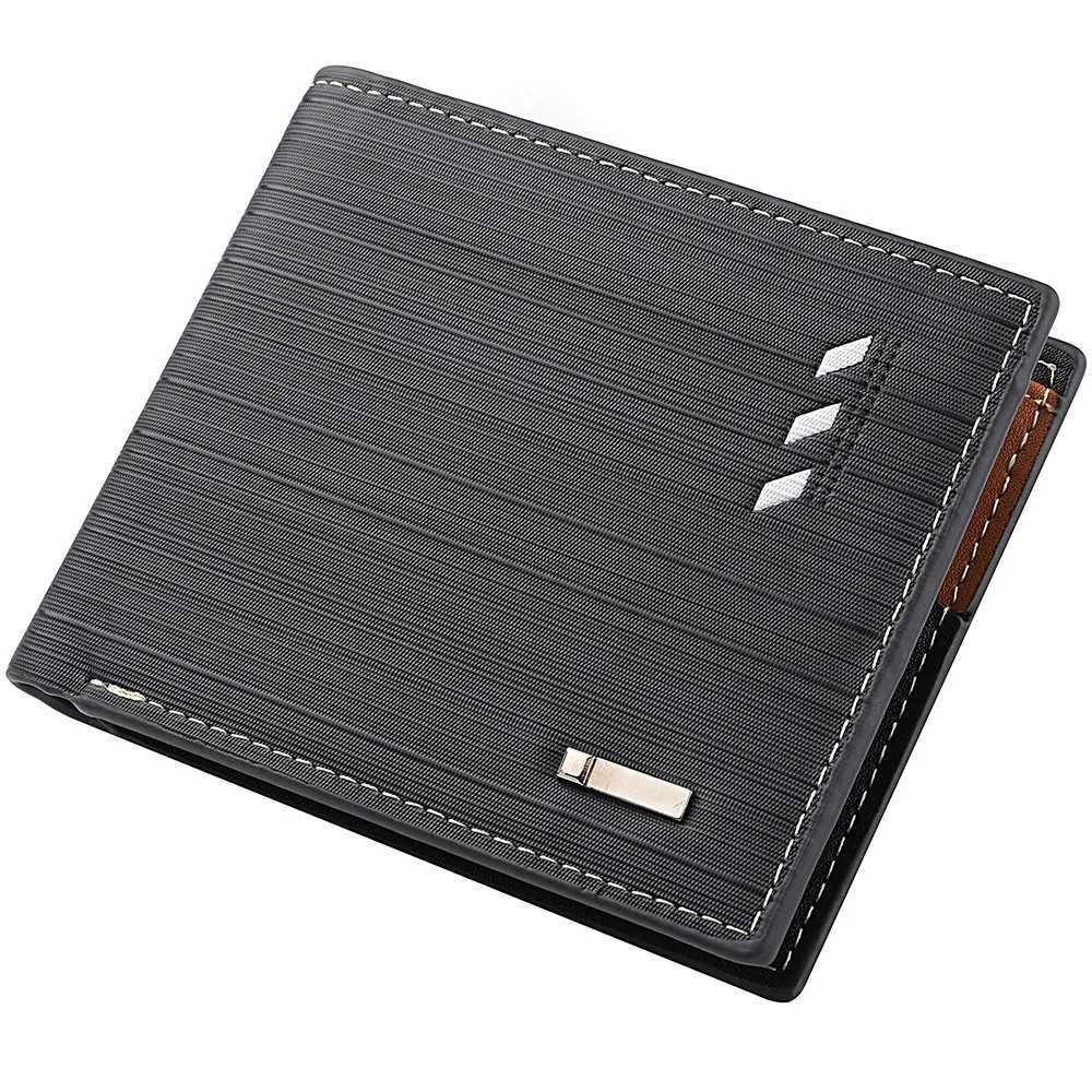 Business Mens Short Wallet Microfiber Synthetic Leather Short Wallets Men Stripe Male Purse Coin Pouch Multi-functional Cards Z250621