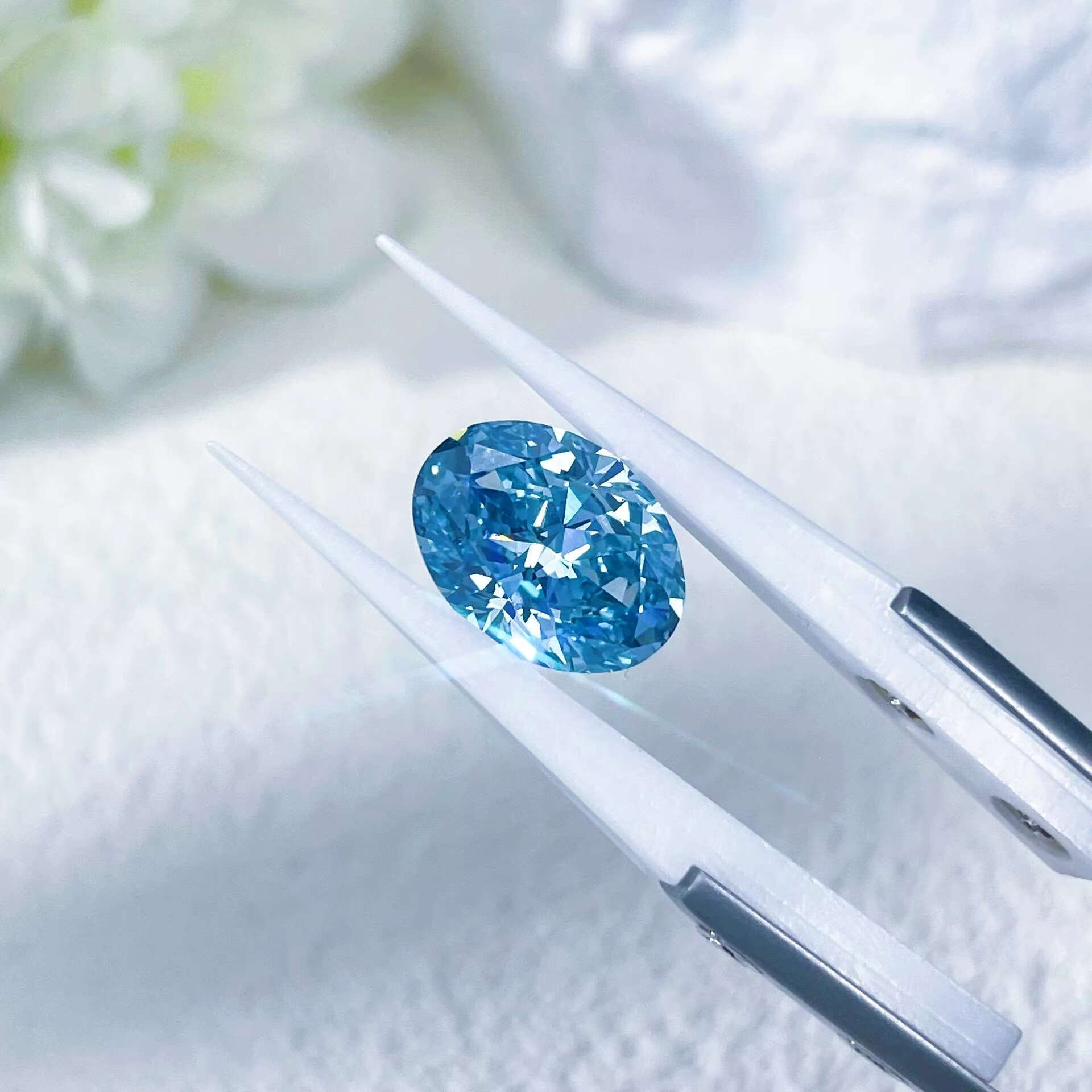 Blue Oval Cut 0.5carat- 2.5carat Lab Grown Diamond HPHT CVD Diamond Fancy Blue Color VVS VS 3EX Loose Diamond IGI GIA