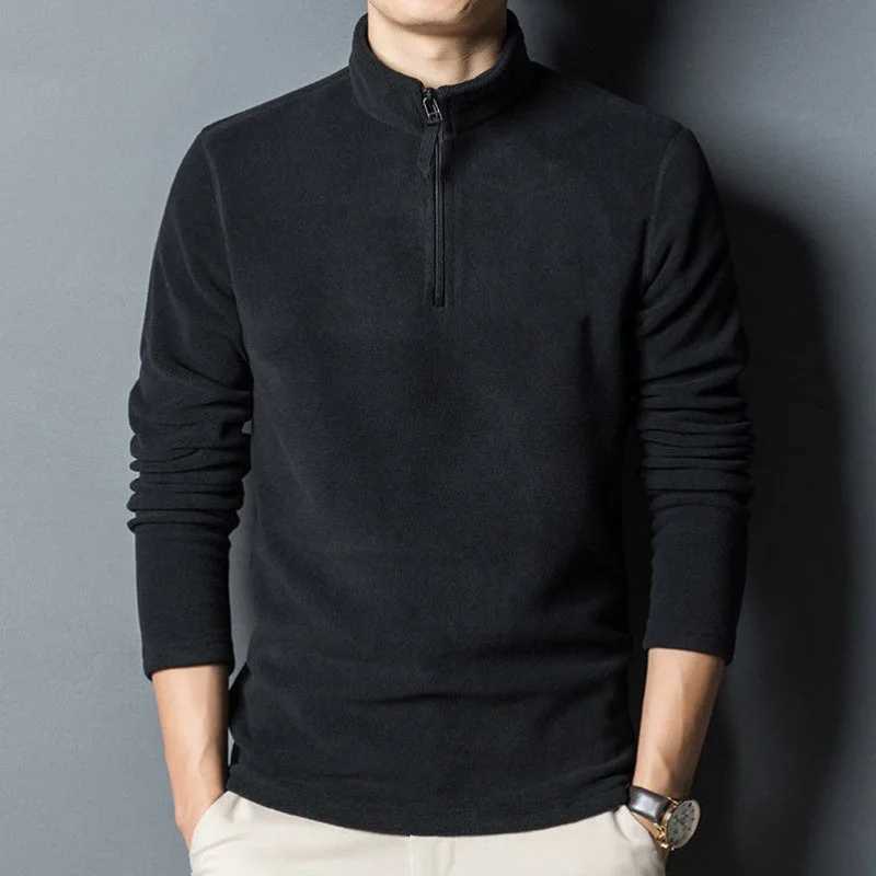 MRMT 2025 Mens Turtleneck Fleece Jacket Solid Color Half Turtleneck Sweater Fleece Pullover Warm Stand Collar Men Sweatshirts XJ250621