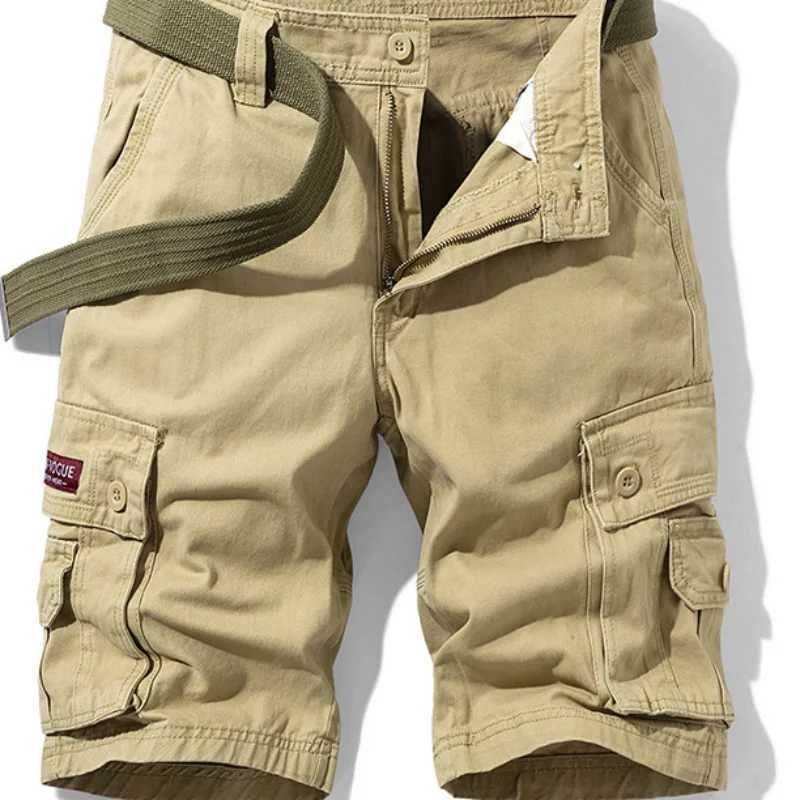 2025 Summer Men Shorts Fashion Plaid Beach Shorts Mens Casual Shorts Military Short Pants Male Bermuda Cargo Overalls No Belt W250621
