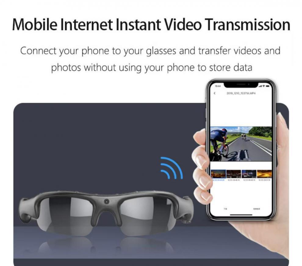 Outdoor high definition glasses recorder sports camera, wireless sports sunglasses APP intelligent video camera